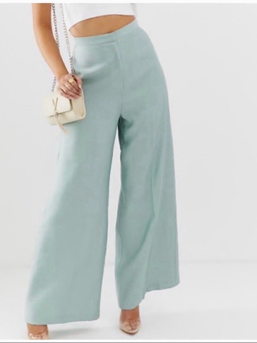 PrettyLittleThing Mint Wide Leg High-Waist Pants